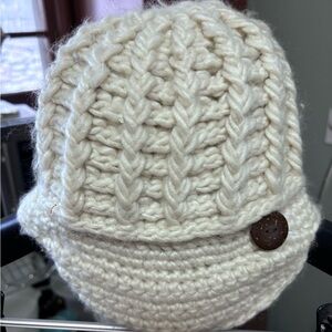 White crochet hat